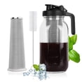 thumbnail image 1 of PNHYTUGY Cold Brew Coffee Maker, 64 Oz Mason Jar Pitcher with Stainless Steel Filter & Pour Spout Handle Lid & Heavy Duty Glass for Iced Coffee & Tea -（2 Quart） Black, 1 of 5