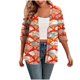 thumbnail image 2 of Cárdigan informal de moda para mujer, estampado, con mangas 3/4, holgado e informal, de poliéster, 2 of 4