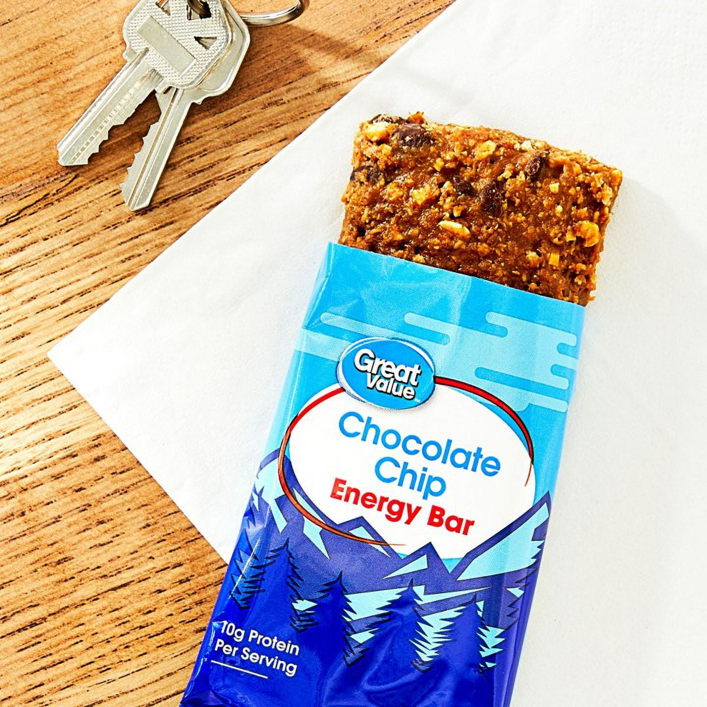 (4 pack) Great Value Energy Bar, Chocolate Chip, 2.4 oz, 5 Count