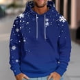 thumbnail image 2 of qelini Pullover Hoodies for Men Graphic Long Sleeve Sweatshirts Snowflake Print Drawstring Hooded Jackets Holiday Tops, 2 of 5