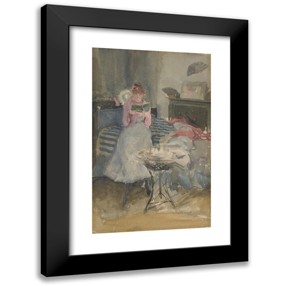 James Abbott McNeill Whistler 11x14 Black Modern Framed Museum Art Print Titled - Pink Note-The Novelette (1883-1884)