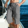 thumbnail image 2 of Hurxie Men's Cargo Shorts Casual Twill Elastic 3/4 Capri Pants Below Knee Long Shorts with Pockets Gray,L, 2 of 5