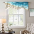 thumbnail image 6 of Abstract Beach Tie Up Valances Curtain, Adjustable Kitchen Light Blue Beige Ombre Ocean Wave Coastal Sand Valances for Windows Decor, Rod Pocket Short Curtains Set for Bedroom/Bathroom, 54"x18", 6 of 9