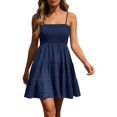 thumbnail image 3 of Kureaily Short Dress Solid Ruffle Hem Sleeveless Summer Mini Sexy (Blue,Large), 3 of 6