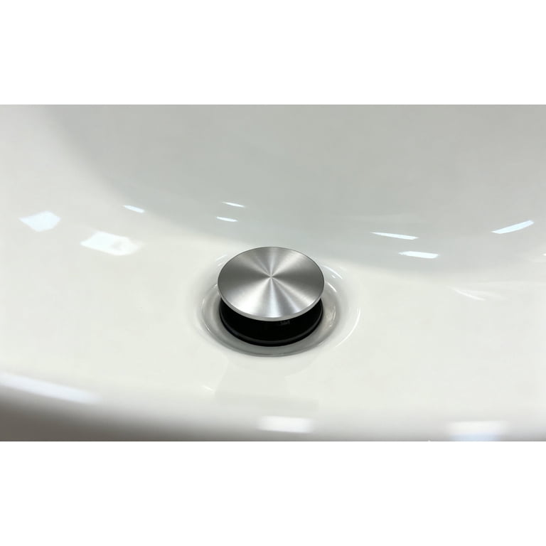 Mainstays Push Pop-Up Drain with Overflow, Satin Nickel photo 3