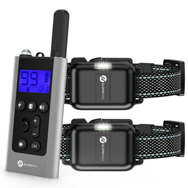 CHOK Dog Training Collars Dog Shock Collars with 2 Receiver and 2 Collars Remote 2600feet 3 Training Modes Beep Vibration Shock IPX7 Waterproof LED Light USB Charging for 8-150lbs Pet D