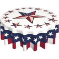 thumbnail image 1 of 4th of July Tablecloth Round 60 Inch Patriotic Tablecloth Washable American Flag Stars Tablecloths Circular Table Cover Cloths Washable Polyester Tabletop Runner for Kitchen Party Picnic Dining Decor, 1 of 5