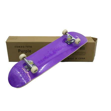 Complete Size Kids Teen Maple Deck Double Kick Trick Cruise Skateboard Purple
