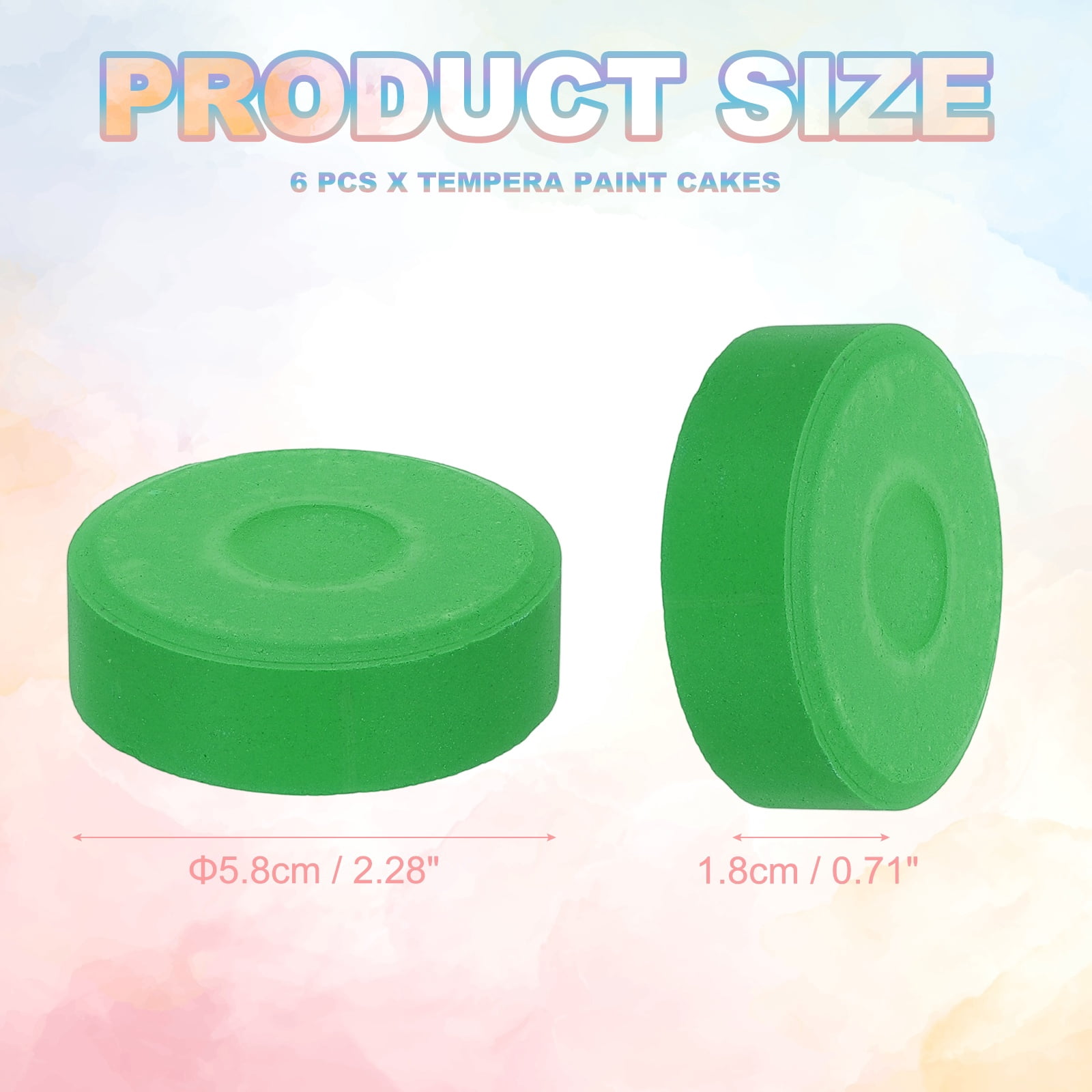 Uxcell 6 Pcs Washable Tempera, 2.3"x0.7" Large Tempera Paint Cakes Bulk Paints Blocks Art Supplies Watercolor Cake for Artists Art Painting Drawing DIY Crafting, Green