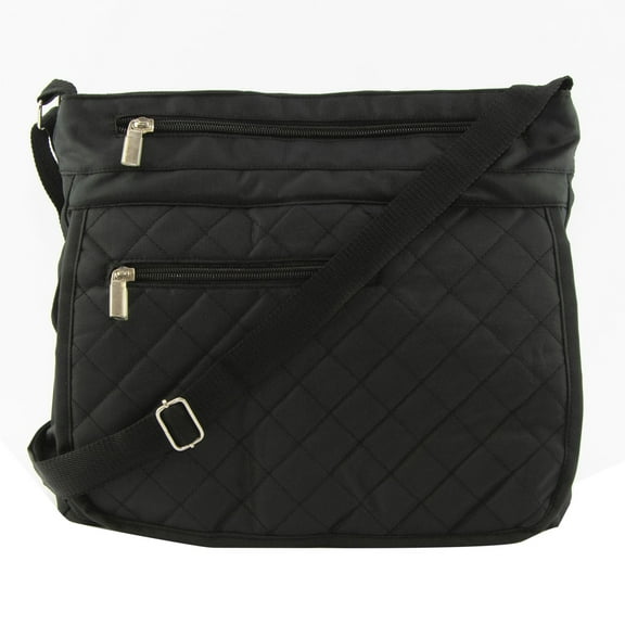 Gold Coast Quilted Multi-Compartment Black Nylon RFID Crossbody Handbag