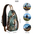 thumbnail image 2 of Palm Tree Art Sling Bag, Lightweight Tropical Crossbody Daypack with Vibrant Beach Sunset Pattern, Great for Summer Trips and Gym, 2 of 6