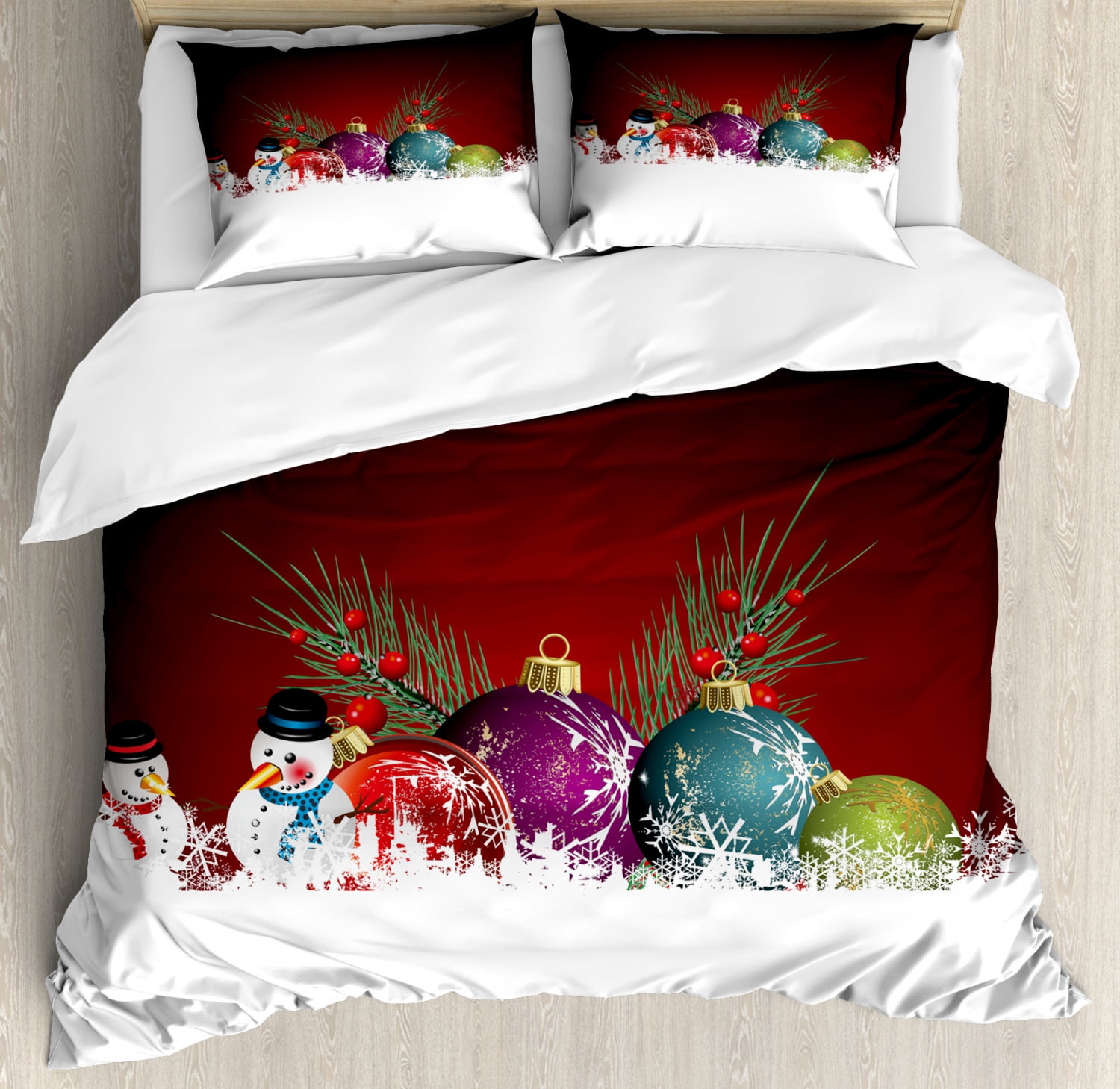 Christmas Duvet Cover Set Digitally Composed Xmas Pattern With