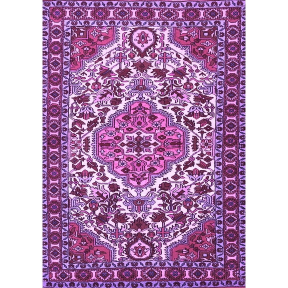 Ahgly Company Indoor Rectangle Persian Purple Traditional Area Rugs, 5' x 7'