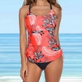 thumbnail image 1 of Haut de Tankini Conservateur pour Femme Col Rond Bretelles Ajustables Coussinets Amovibles Coupe Ample Haut de Maillot de Bain Été Plage Piscine Rouge, 1 of 5