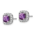 thumbnail image 2 of Auriga Fine Jewelry 14K White Gold Lab Grown Diamond and Amethyst Halo Stud Earrings for Women (L- 0.36 inch, W- 0.36 inch), 2 of 5