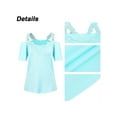 thumbnail image 4 of Hymorin Hollow Shoulder Women Floral Lace Straps Solid Color V Neck Short Sleeve Tops, 4 of 4