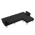 thumbnail image 6 of Convertible Sectional Sofa Bed,Modern Upholstered L Shaped Sofa Couch with Movable Ottoman,Velvet Futon Sleeper Sofa with Nailhead Trim and Solid Wood Legs for Living Room Apartment Office,Black, 6 of 7