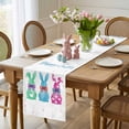 thumbnail image 4 of Happy Easter Table Runner 120 Inches Long for Kitchen Dining, Green Blue Purple Rabbits Love Heart Floral Dresser Scarf Farmhouse, Dining Table Decorations for Wedding/Parties, 13 x 120 In, 4 of 8