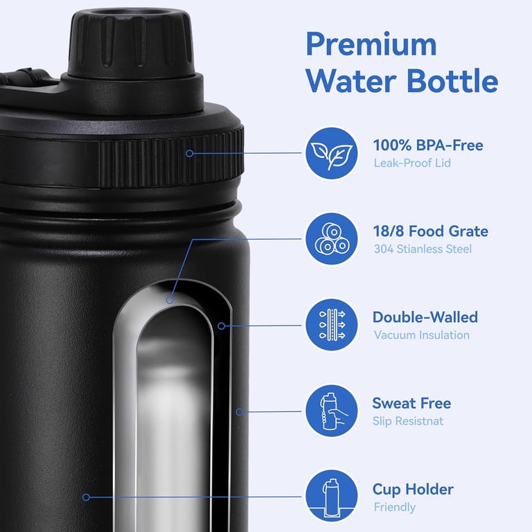 BN-LINK 25oz Vacuum Insulated Sports Water Bottle, Black photo 2
