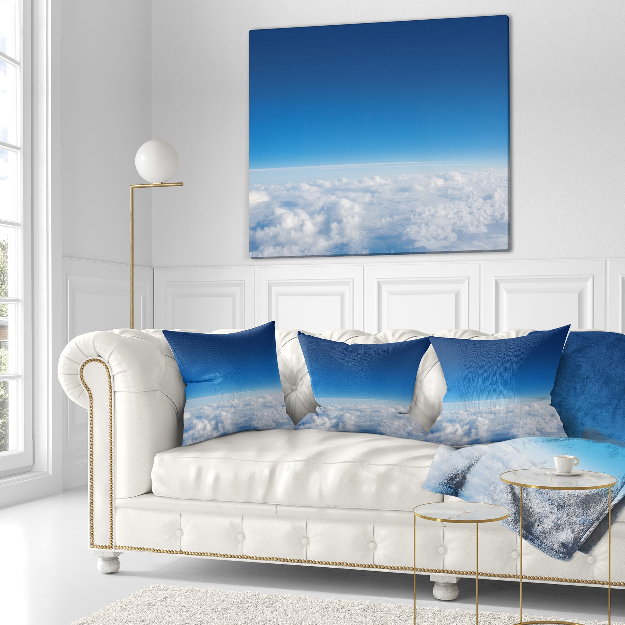 Designart Puffy Clouds above View - Landscape Printed Throw Pillow - 18x18