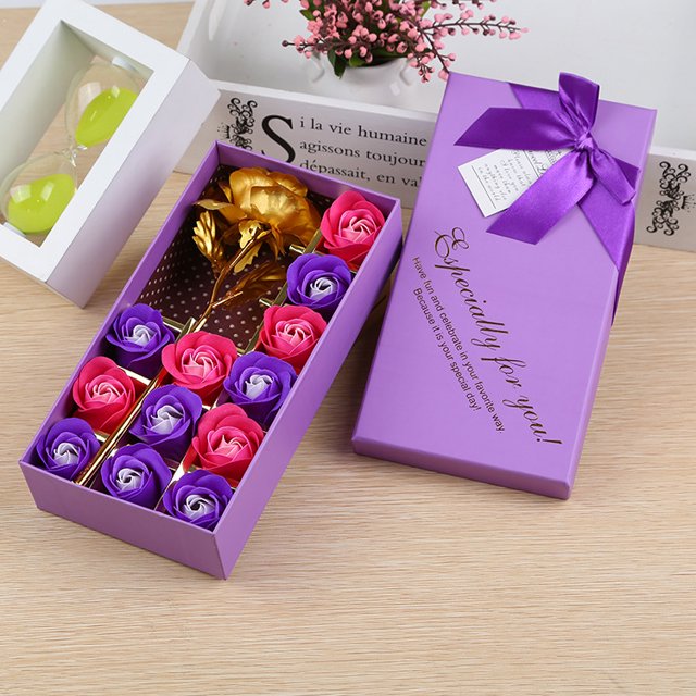 Regalo de bienestar Flor de jabón rosa con lámina de oro de 24 quilates Regalo de empresa de Navidad Actividad creativa