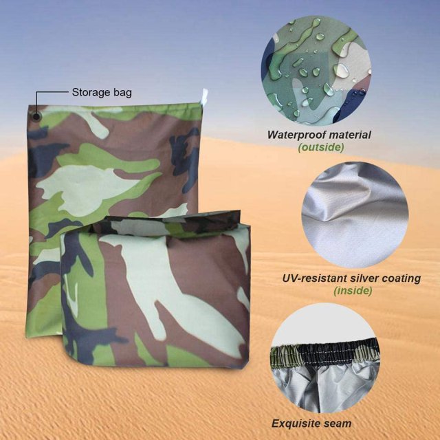 Cubierta exterior Protección de lona para ATV Motocicleta Quad Impermeable Anti -UV Camuflaje ATV Quad Cover Heavy Electric Bike Cover (190T 210 * 120 * 115 cm)