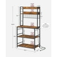 thumbnail image 5 of VASAGLE Bakers Rack with Power Outlet, Microwave Stand, Kitchen Tall Utility Storage Shelf, with Metal Wire Panel, 14 Hooks, 40 x 80 x 170 cm, Rustic Brown and Black, 5 of 5