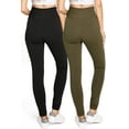 thumbnail image 3 of Ambiance Women's High Rise Lounge Pocket Legging, 2-PACK (S, Olive+Black), 3 of 3