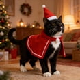 thumbnail image 4 of Cat Christmas Costume, Pet Santa Hat with Xmas Clothes for Cats Small Dogs Rabbits, Cat Santa Hat and Red Warm Cloak Coat, New Year Puppy Red Clothes Outfit, Adjustable, 4 of 9