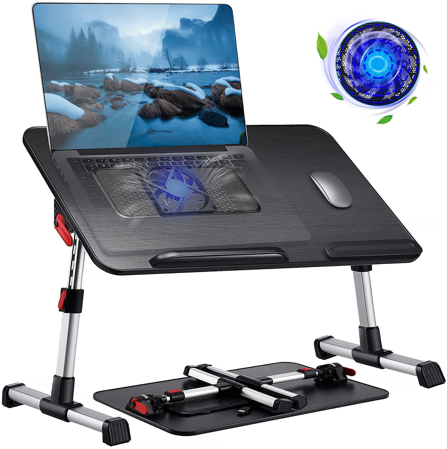 Adjustable Folding Laptop Table Desk Bed Sofa Computer Tray Stand Portable Black