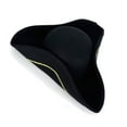 thumbnail image 5 of Gyujnb Retro Black Tricorn Hat with Gold Trim - Stylish Cap for Stage Shows,Stylish Casual Accessory, Durable for Outdoor Activities Fishing Hiking & Everyday Outfits,Size:One Size, 5 of 6