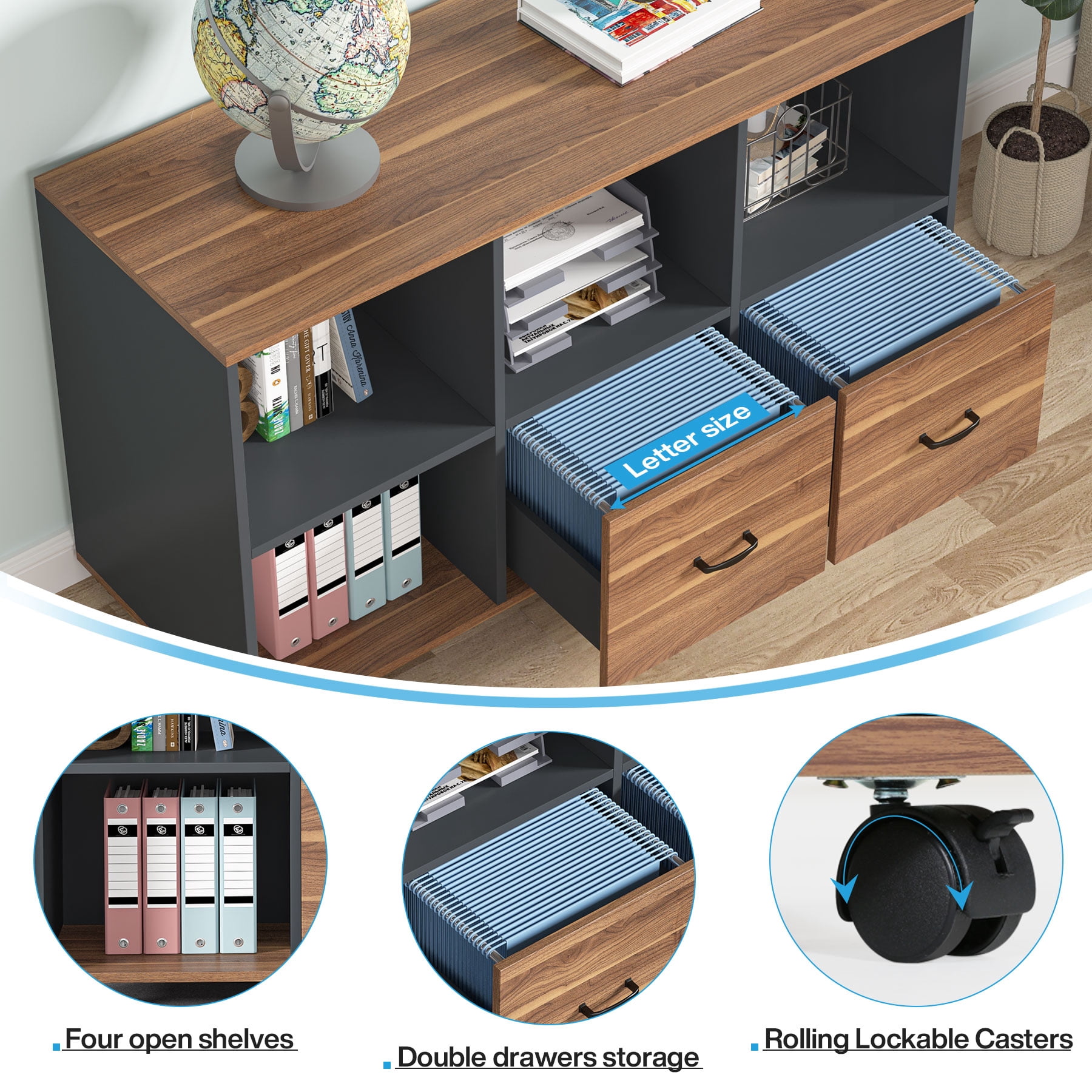 55-Inch Executive Computer Desk with 43-Inch Lateral File Cabinet