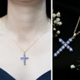 thumbnail image 3 of Rosec Jewels Lab Grown Blue Sapphire Cross Necklace for Women - with Chain - AAAA Quality Certified - Gift for Christmas, 10K Yellow Gold, 3 of 8