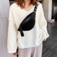 thumbnail image 1 of Riñonera de moda para mujer, bolsos de mensajero de hombro de felpa, monedero en el pecho (negro) Tmvgtek Para estrenar, 1 of 8