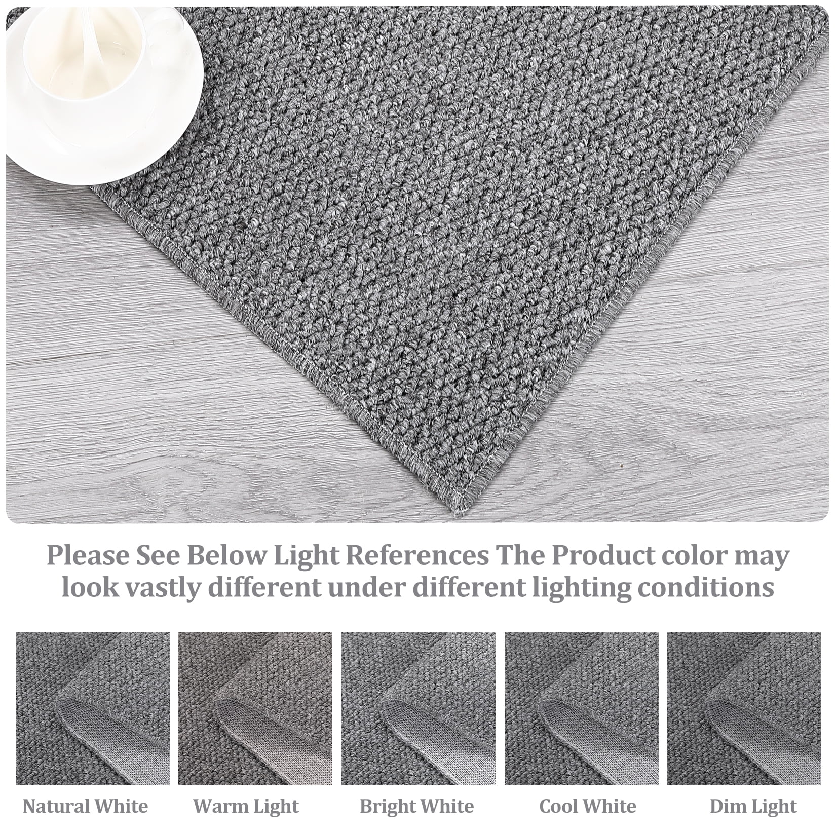 FairOnly 9'x12' Machine Washable Area Rugs for Living Room Modern Textured Ultra-Thin Soft Rugs for Family Room Nursery Neutral Grey Carpet