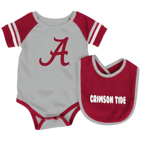 Alabama Infant Clothes - Alabama Crimson Tide Colosseum Newborn & Infant Roll-Out Bodysuit & Bib Set - Gray/Crimson