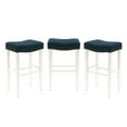 thumbnail image 3 of Costaelm Bulmon 29" Upholstered Antique White Bar Stools With Nail Head Trim (Set of 3), Navy Blue, 3 of 3