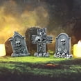 thumbnail image 6 of Halloween Gravestones Outdoor Decor Set - 3 Pack Scary RIP Tombstones with Skull Designs, Perfect for Front Porch, Garden & Halloween Yard Displays, 6 of 8