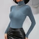 thumbnail image 2 of Jersey de punto de cuello alto y color liso para mujer - Top de manga larga con cuello alto - Moda informal para primavera/otoño/invierno, 2 of 2
