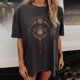 thumbnail image 2 of De Tops de verano para mujer, camiseta informal vintage de manga corta, camiseta negra elástica de cuello redondo holgada de gran tamaño para niñas, 2 of 5