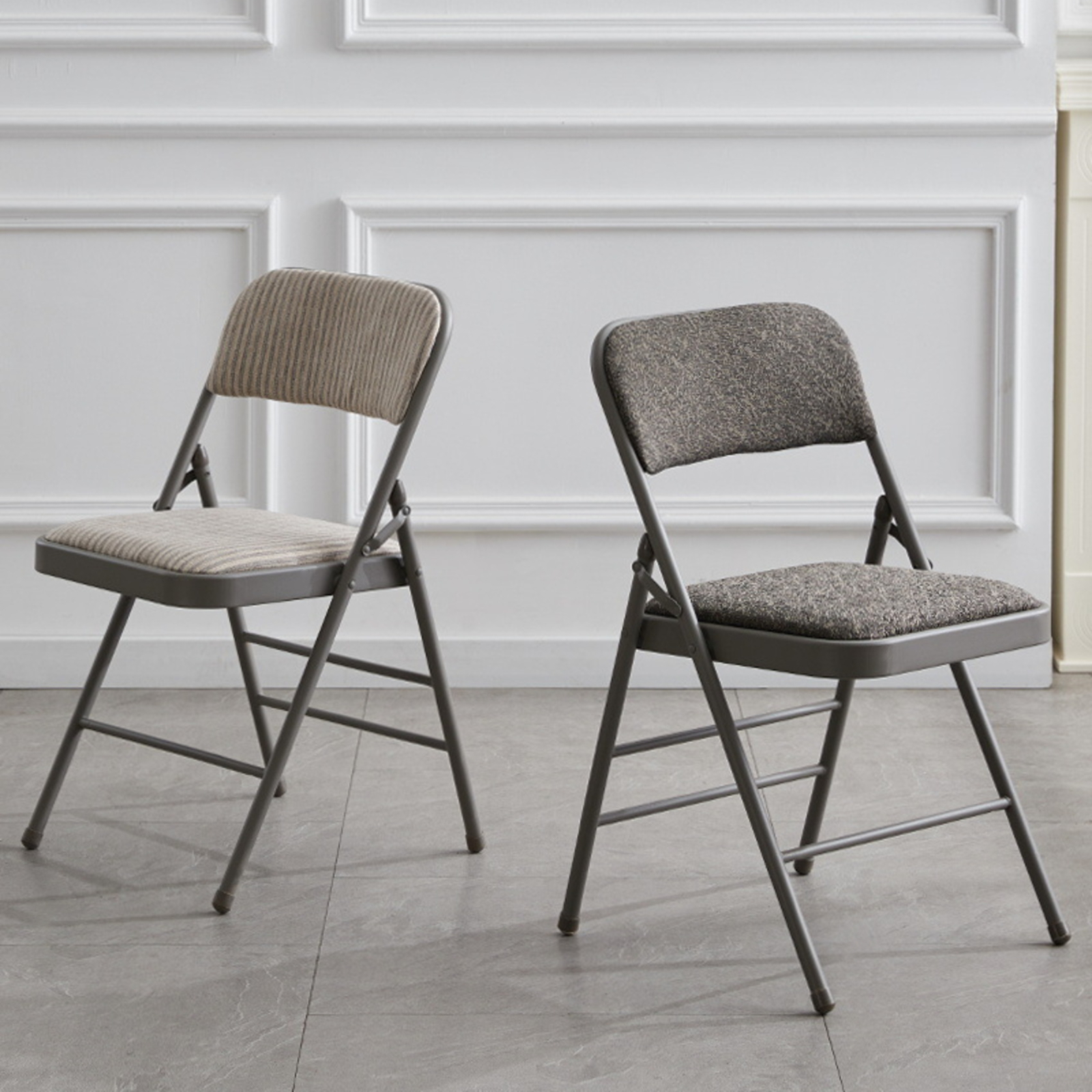 Vtoy Folding Chairs Set of 2 with Padded Cushion, Gray photo 2
