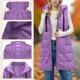 thumbnail image 4 of ZQGJB Winter Long Puffer Vests for Women Lightweight Casual Full Zip up Sleeveless Quilted Hooded Outwear Padded Puffy Jackets Button Side Slit Thick Warm Outfit Clothes 2025 with Pockets Purple M, 4 of 10