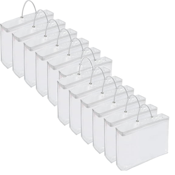 12 Pack Clothes Storage Bag,Clear Sheet Storage Bags with Zipper,Plastic Sweater Storage Bins for Clothing, Vinyl Foldable Clothes Containers Organizers for Closet,Blankets,Bedding(White)