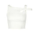 thumbnail image 1 of Lady Asymmetrical Sleeveless Vest Knitted Rib Hollow Out Sexy Suspender Crop Top, 1 of 1