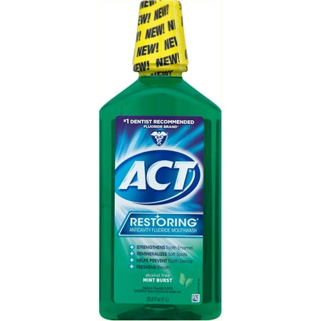 (2 pack) ACT Restoring Mouthwash, Mint Burst, 33.8 Fl