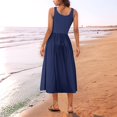 thumbnail image 3 of Women's Sleeveless A-Line Midi Dress with Pockets, Casual Square Neck Fit and Flare Summer Graduation Dress, 3 of 5
