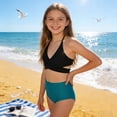 thumbnail image 5 of jobturf Swimsuit for Girls Trendy Halter Bikini Top with Underwear 2 Piece Set Beach Vacation Bathing Suits Bikinis Sets for Kids 2-11 Years, 5 of 8