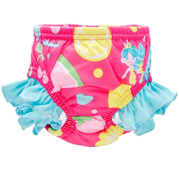 SwimSchool Reusable Swim Diaper, Pink Mermaid, Polyester Material, 12 Months , 18-22 lb