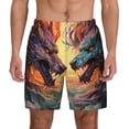 thumbnail image 2 of Picia Colorful Wave Dragon Head pattern Mens Swim Trunks with Compression Liner Stretch Beach Shorts Quick Dry with Zipper Pockets No-Chafing Board Shorts-Small, 2 of 9