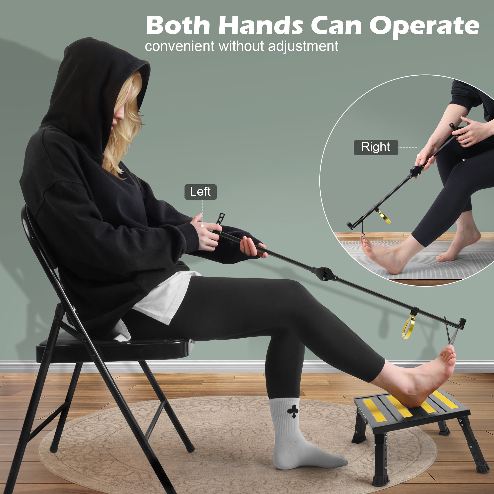 Foldable Extended Long Handle Toenail Clippers with Magnifier-4mm Wide Jaw & Ergonomic Design for Seniors, Arthritis& Limited Mobility | Heavy-Duty, No-Bend Trimming, Tool-Free Foldable (32" Black)
